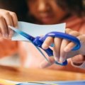 Left-handed big kids scissors, ombre blue (15 cm)